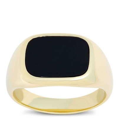 Cushion Onyx Ring, 14K Yellow Gold