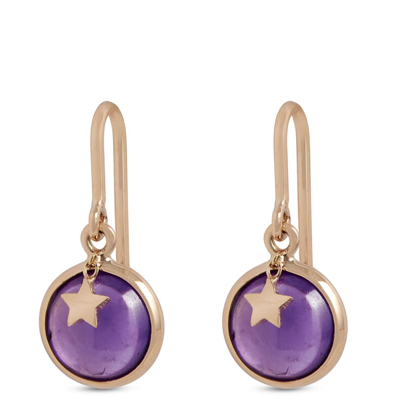Lisa Bridge Round Amethyst Earrings with Star Overlay, 14K Yellow Gold image number 0