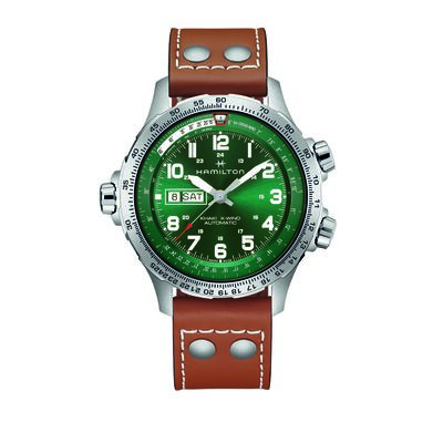 Hamilton Khaki Aviation X-Wind Day Date Auto Green Dial Watch, 45mm