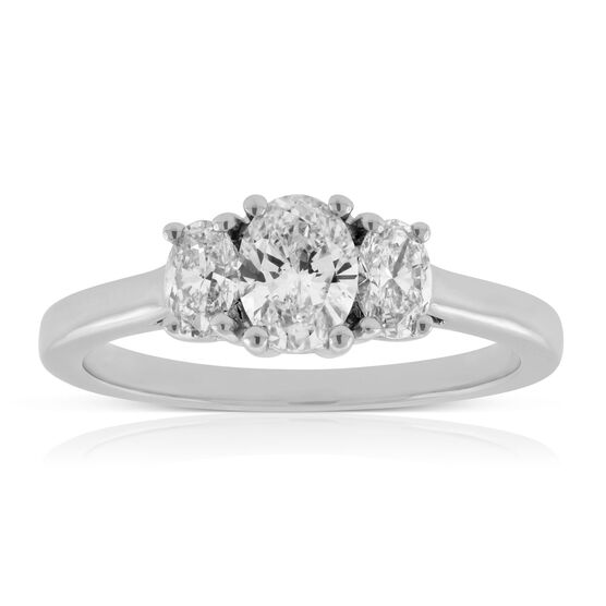 Oval Diamond 3-Stone Engagement Ring 14K