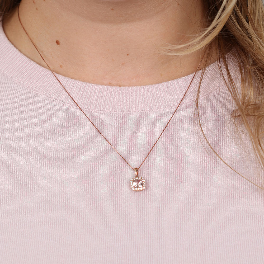 Rose Gold Morganite & Diamond Pendant 14K GJ16156P MORGANITE