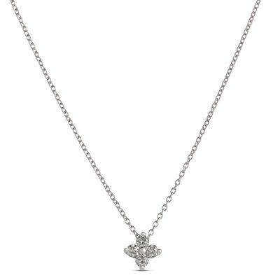 Classic Floral Diamond Pendant, &frac14; Carat Total Weight, 14K White Gold