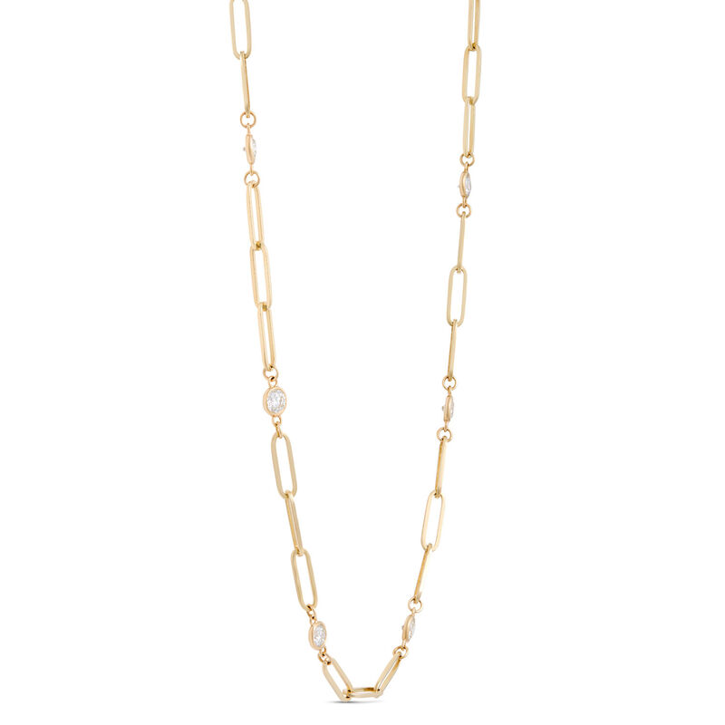 Classic 18-Inch Round Diamond Station Necklace, 1 &frac12; Total Carat Weight, 14K Yellow Gold image number 2