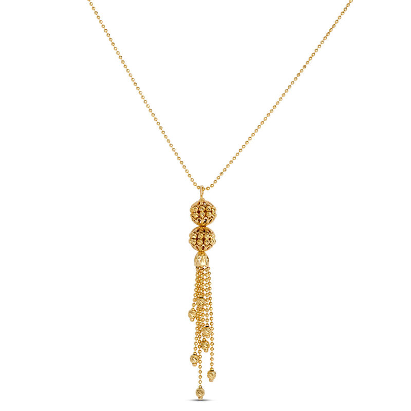 Toscano 19-Inch Double Bead Pendant Necklace with Tassels, 14K Yellow Gold image number 0