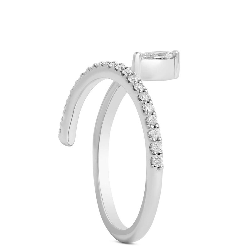 Marquise Cut Diamond Overlap Ring, 14K White Gold