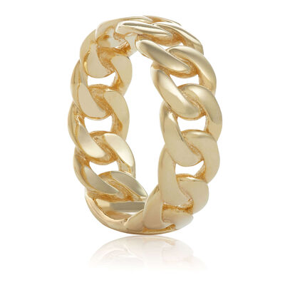 Toscano Cuban Curb Chain Link Ring 14K, Size 7
