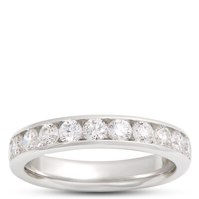 Platinum Band With Round Diamonds