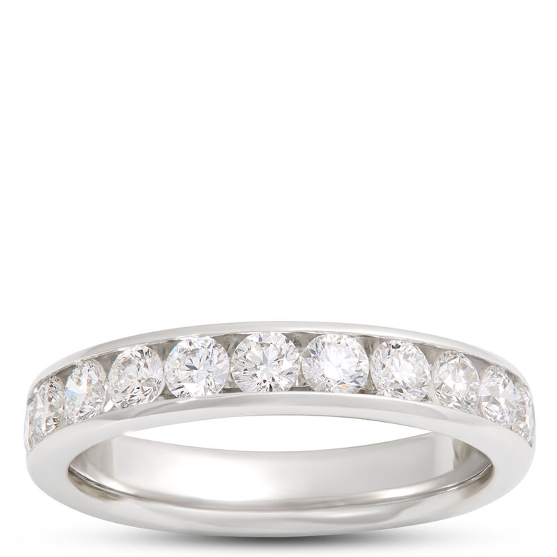 Platinum Band With Round Diamonds image number 0