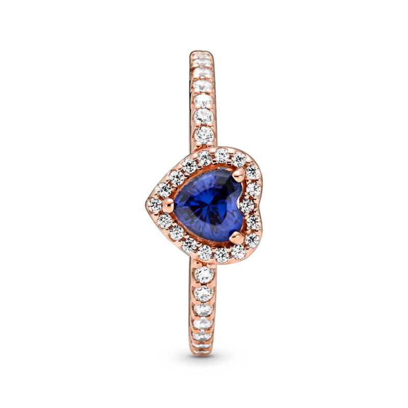 Pandora Sparkling Blue Elevated Heart Crystal & CZ Ring image number 1