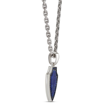 Lapis and Blue Sapphire Shield Necklace, Sterling Silver