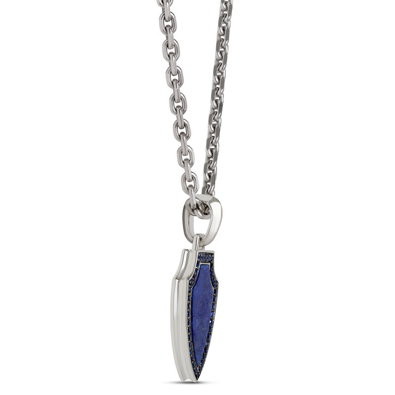 Lapis and Blue Sapphire Shield Necklace, Sterling Silver image number 1