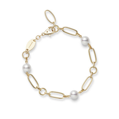 Mikimoto M Code Akoya Cultured Pearl Bracelet in 18K Yellow Gold