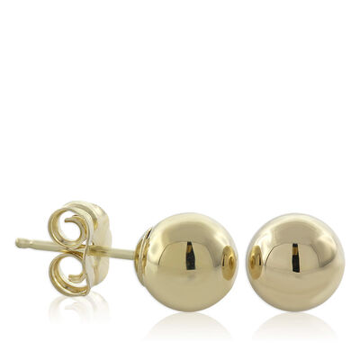 Yellow Gold Ball Earrings 14K, 6mm