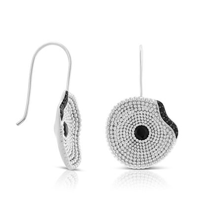 Lisa Bridge Black Spinel & Onyx Lily Pad Earrings in Sterling Silver