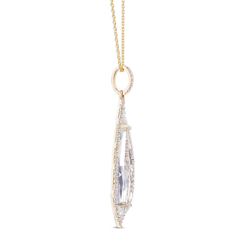 Fancy White Topaz Pendant Necklace, 14K Yellow Gold image number 1