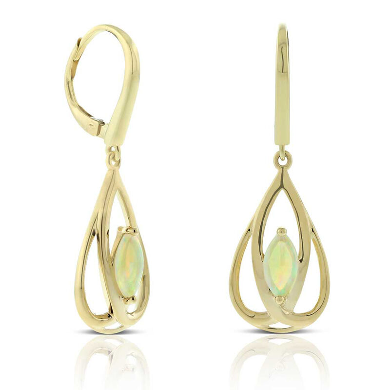 Opal Open Pear Drop Earrings 14K image number 0