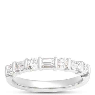 Round and Baguette Diamond Ring, &frac34; Total Carat Weight, Platinum
