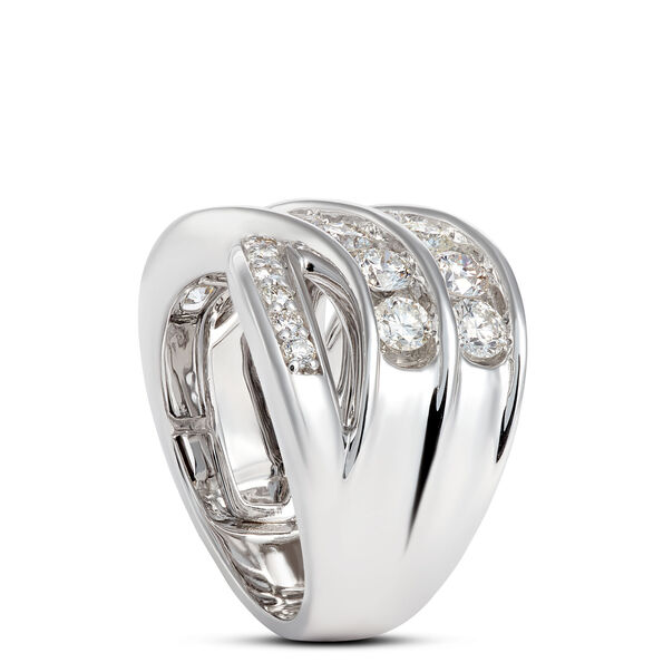 Double Crossover Diamond Ring in 14K White Gold