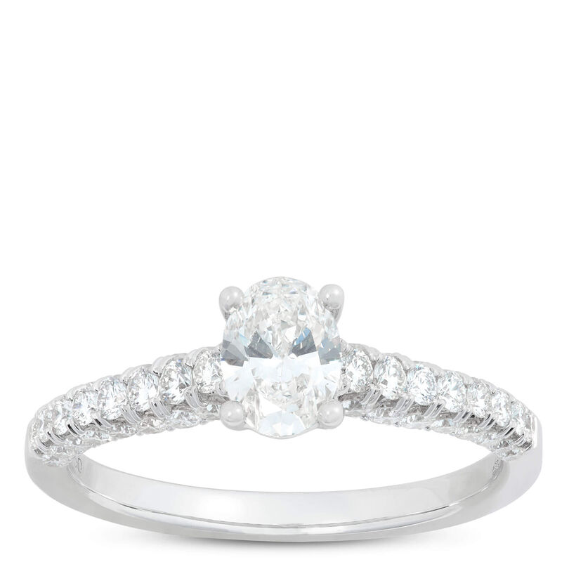 Oval Cut Diamond Engagement Ring, 18K White Gold image number 0