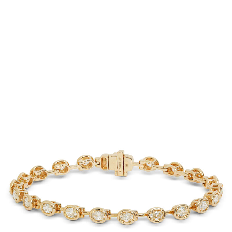Bezel Set Diamond Bracelet, 18K Yellow Gold image number 1