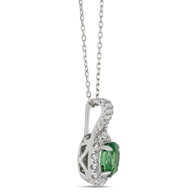Oval Tsavorite and Diamond Pendant, 14K White Gold  image number 2
