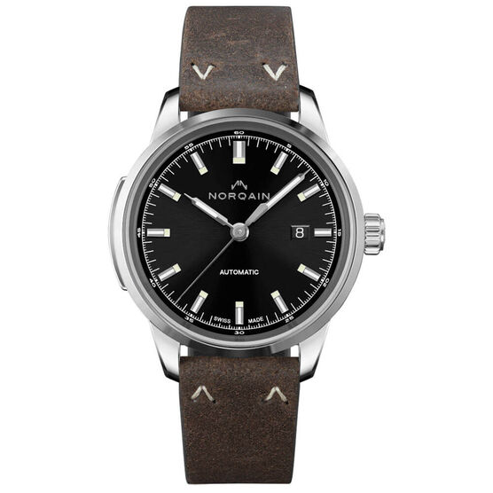 Norqain Freedom 60 Black Norlando Leather Watch, 42mm