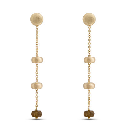 Toscano Tourmaline Dangle Earrings. 14K Yellow Gold