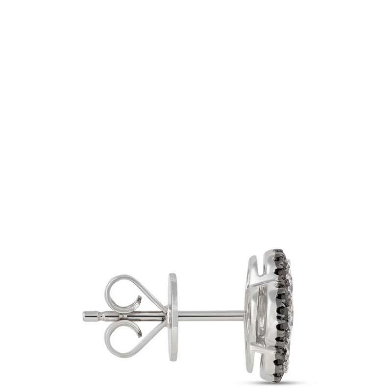 White and Black Diamond Clover Earrings, 1 Carat Total Weight, 14K White Gold image number 1