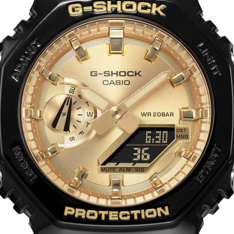 G-Shock 2100 Series Watch Gold-Tone Dial Black Resin Strap, 48.5mm image number 3