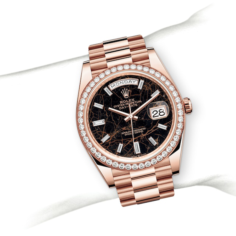 Rolex Day-Date 40 Day-Date Oyster, 40 mm, Everose gold and diamonds - M228345RBR-0016 at Ben Bridge