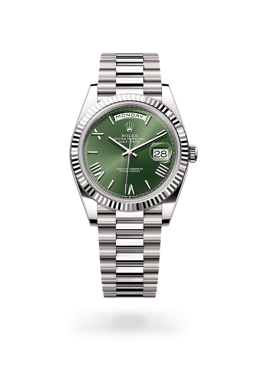rolex day-date in 18 ct white gold, m228239-0033 - ben bridge