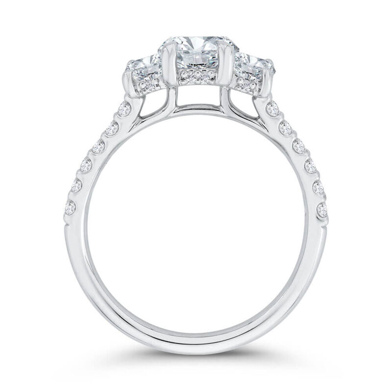 Bella Ponte 3-Stone Emerald Cut Diamond Engagement Ring, 14K White Gold image number 3