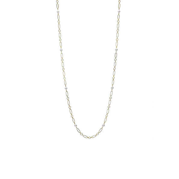 Mikimoto Paperclip Chain Cultured Akoya Pearl Necklace 18K, 32.5"