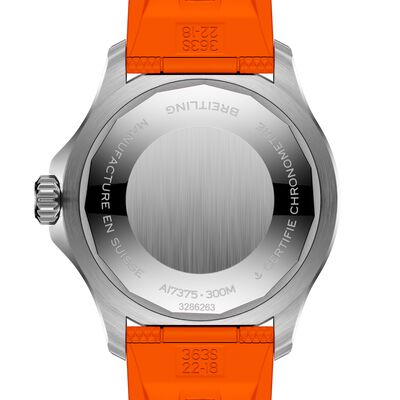 Breitling Superocean Automatic Dive Pro Black Dial Orange Strap Watch, 42 mm