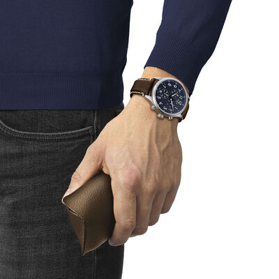 Tissot Chrono XL Vintage Blue Leather Steel Quartz Watch, 45mm