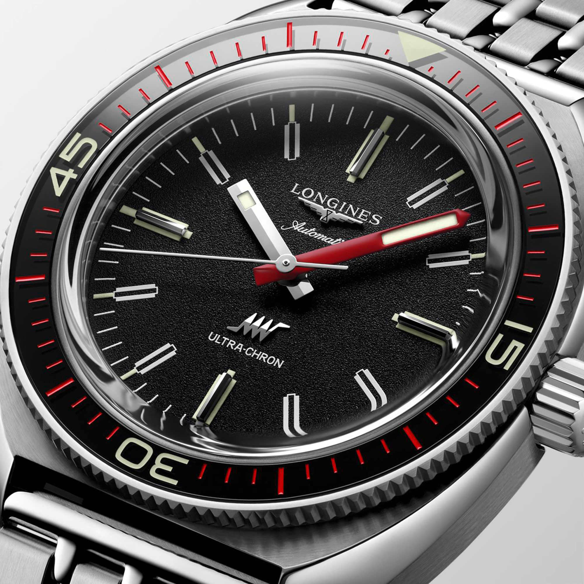 Longines Ultra‑Chron Black Dial Watch, 43mm