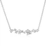 Scattered Baguette & Round Diamond Necklace 14K