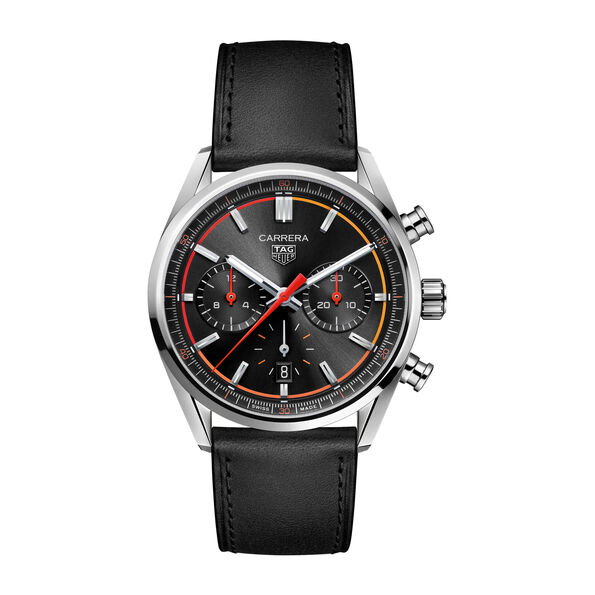 TAG Heuer Carrera Chronograph Watch Steel Case Black Multi-Colored Accented Dial, 42mm