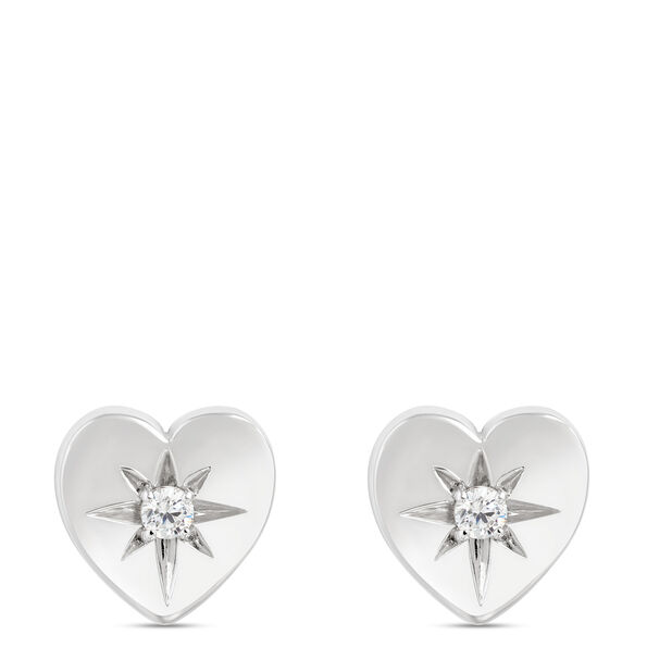 Ikuma Canadian Diamond Heart Shaped Studs, Sterling Silver