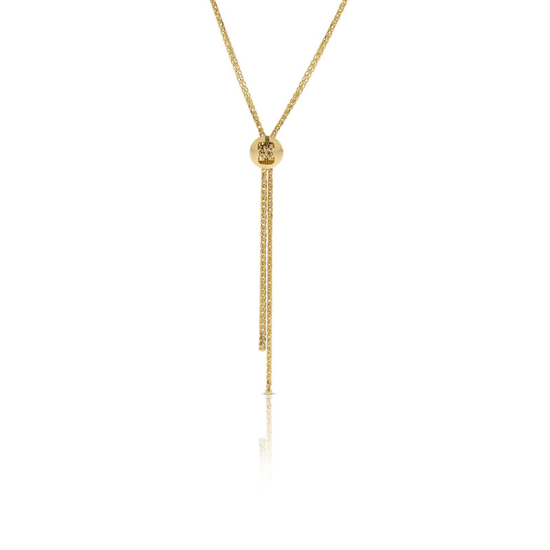 Wheat Chain Tassel Bolo Look Necklace 14K image number 0