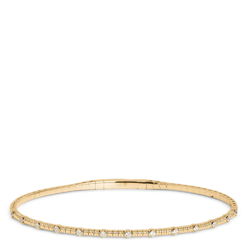 Round Diamond Bangle Bracelet, 14K Yellow Gold image number 0