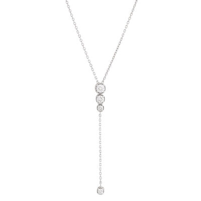 Y-Drop Diamond Pendant Necklace, 14K White Gold