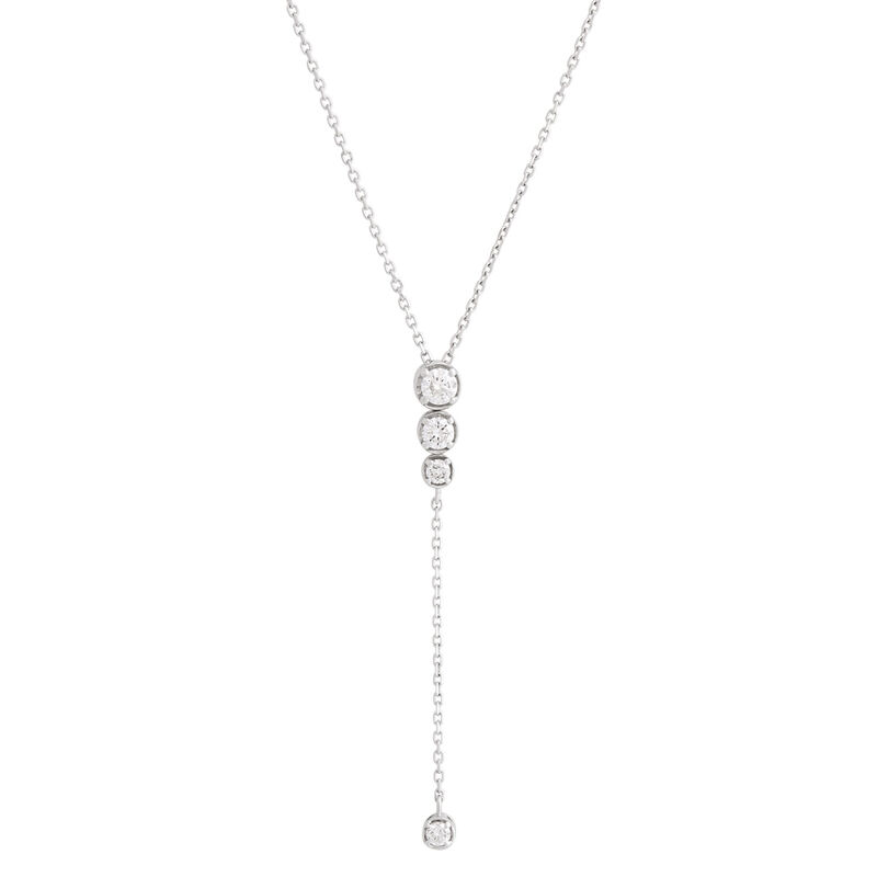 Y-Drop Diamond Pendant Necklace, 14K White Gold image number 0