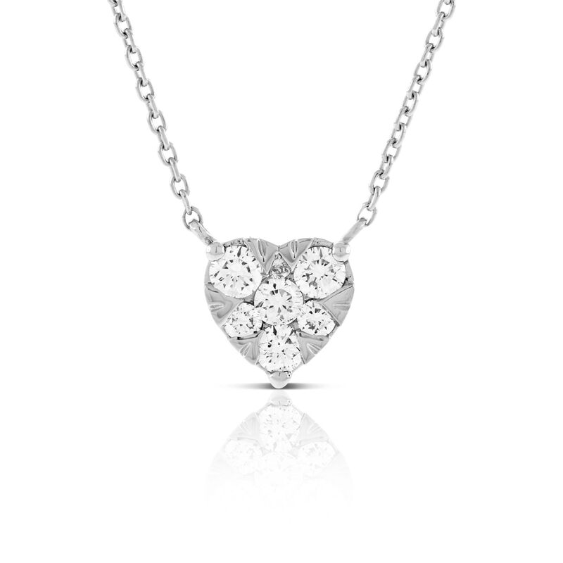 Cluster Diamond Heart Necklace 14K image number 1