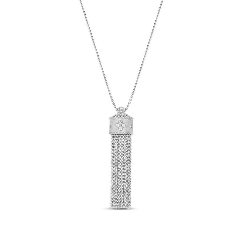 Roberto Coin Princess Beaded Tassel Diamond Necklace 18K image number 1