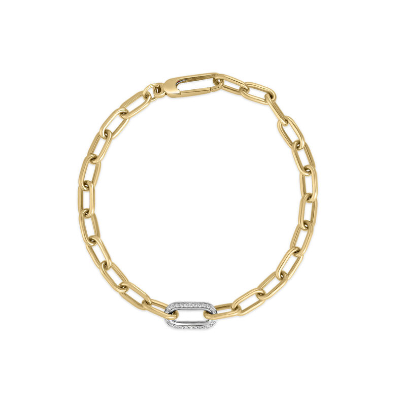 Roberto Coin 18K Yellow And White Gold Designer Gold Single Diamond Paperclip Link Chain Bracelet image number 0