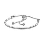 Pandora Moments Pavé CZ Heart Clasp Snake Chain Slider Bracelet