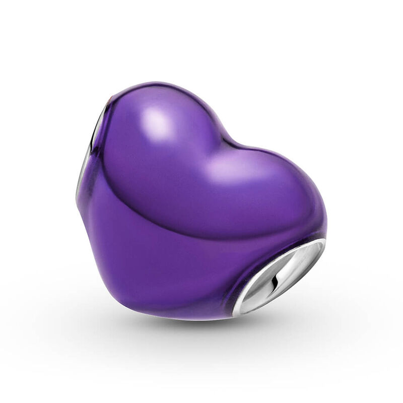 Pandora Metallic Purple Heart Enamel Charm image number 3