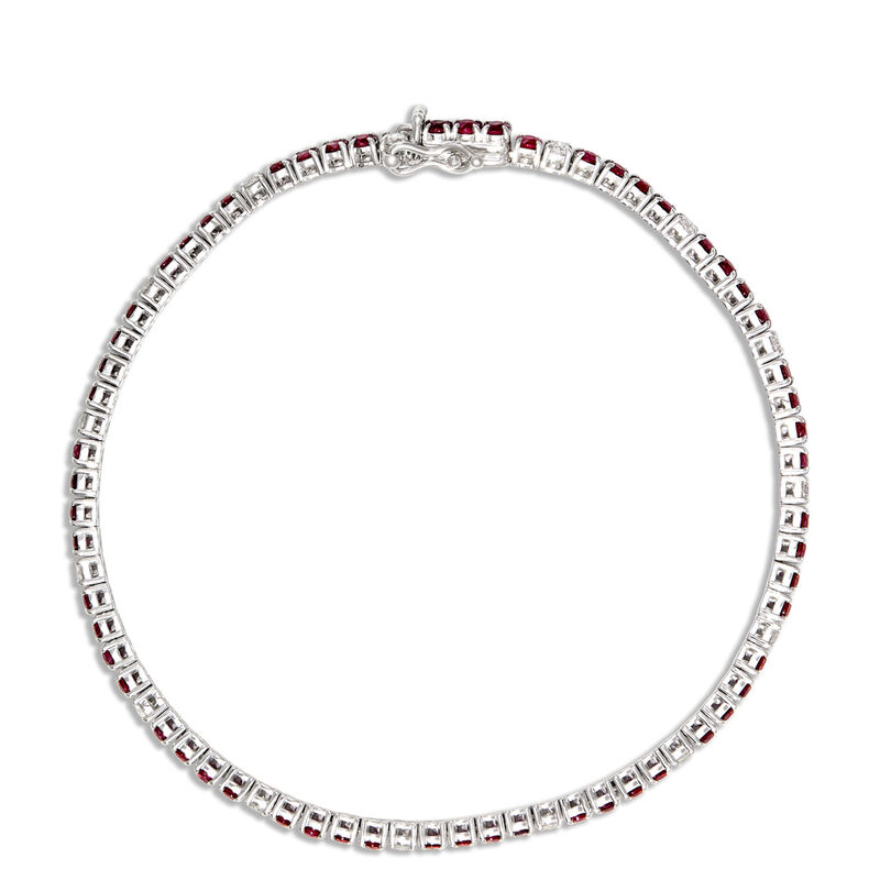 Round Ruby and Diamond Bracelet, 14K White Gold image number 1