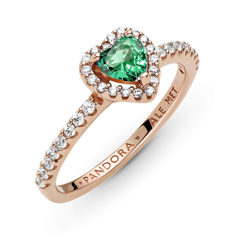 Pandora Sparkling Elevated Green Crystal Heart & CZ Ring image number 3